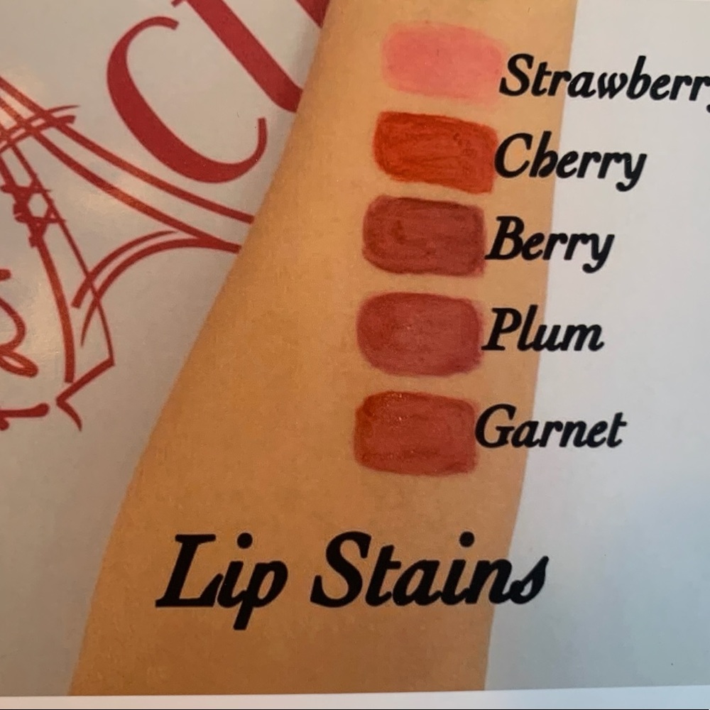 4 Acti-labs lip stains in CHERRY, BERRY, STRAWBERRY & GARNET